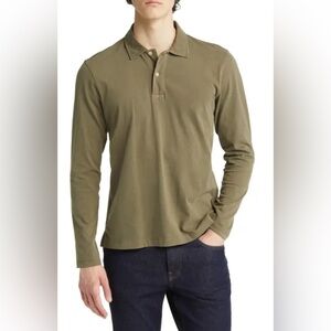 Buck Mason sueded cotton long sleeve polo M